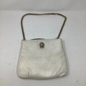 Vintage Ruth Saltz purse cream leather lion head chain handbag